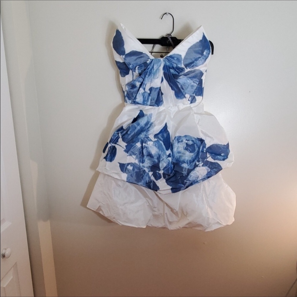 Monique Lhuillier silk painted rose dress, size 6